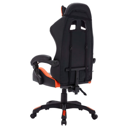 Racing seat with RGB LED lighting, artificial leather, orange and black