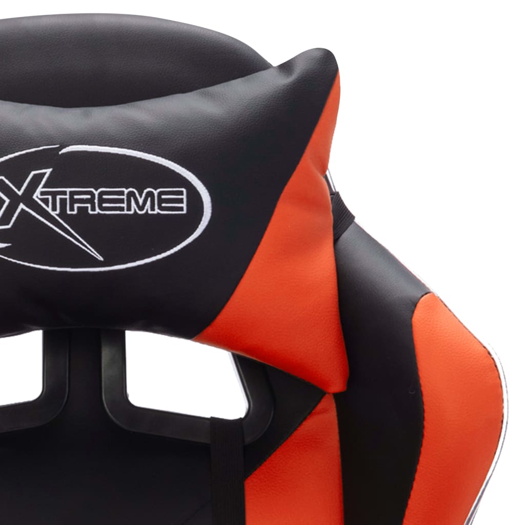 Racing seat with RGB LED lighting, artificial leather, orange and black