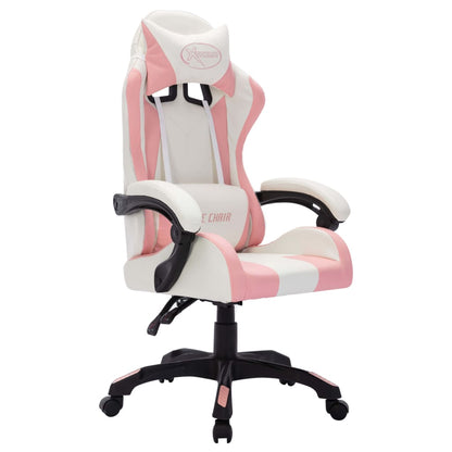 Racing chair with RGB LED lighting, artificial leather, pink and black