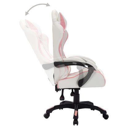 Racing chair with RGB LED lighting, artificial leather, pink and black