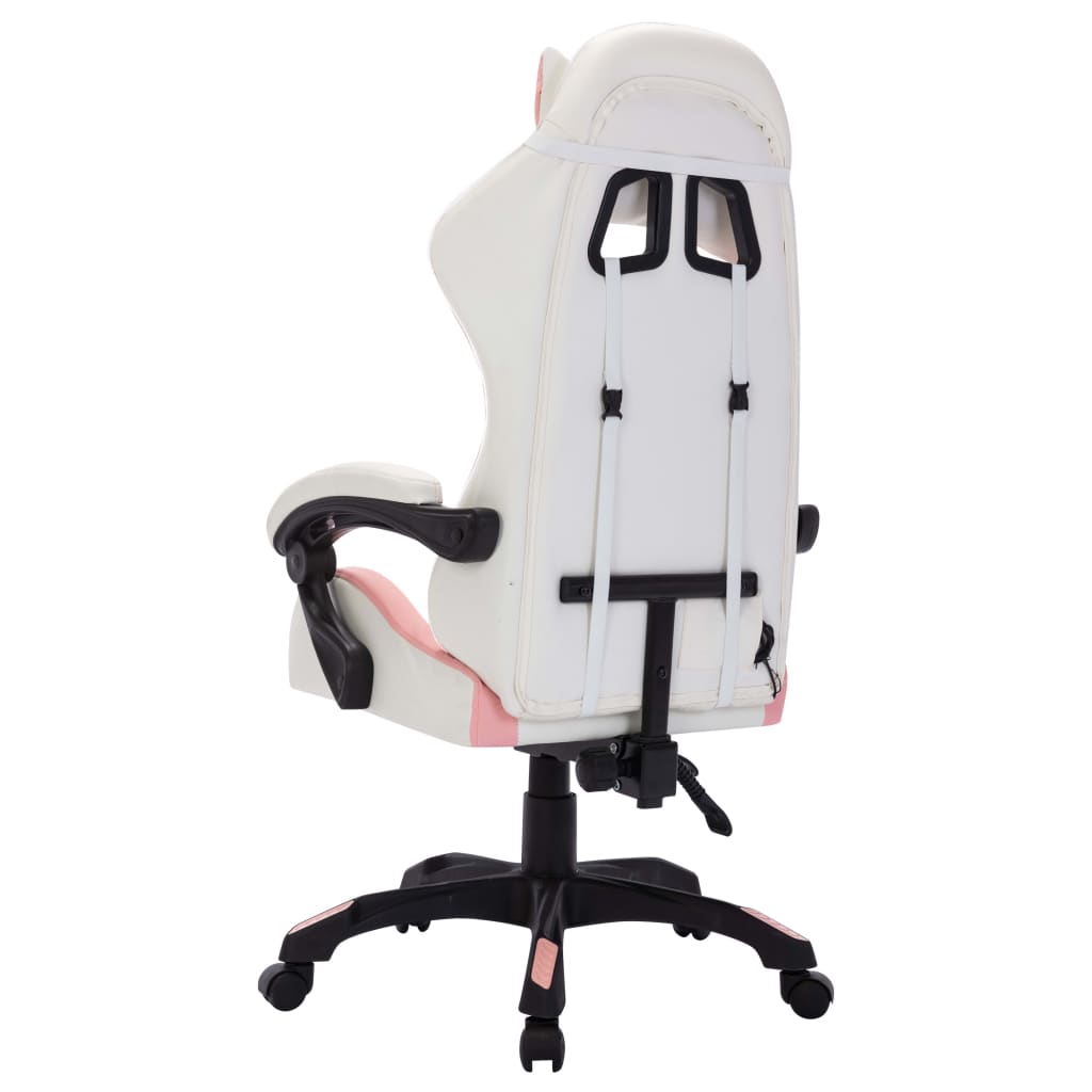 Racing chair with RGB LED lighting, artificial leather, pink and black