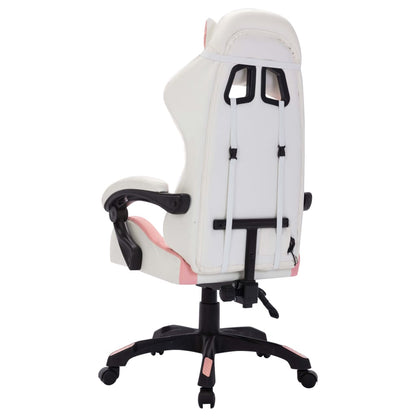 Racing chair with RGB LED lighting, artificial leather, pink and black