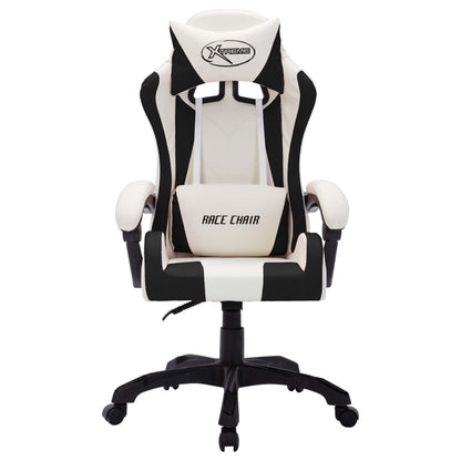Racing seat with RGB LED lighting, artificial leather, white and black