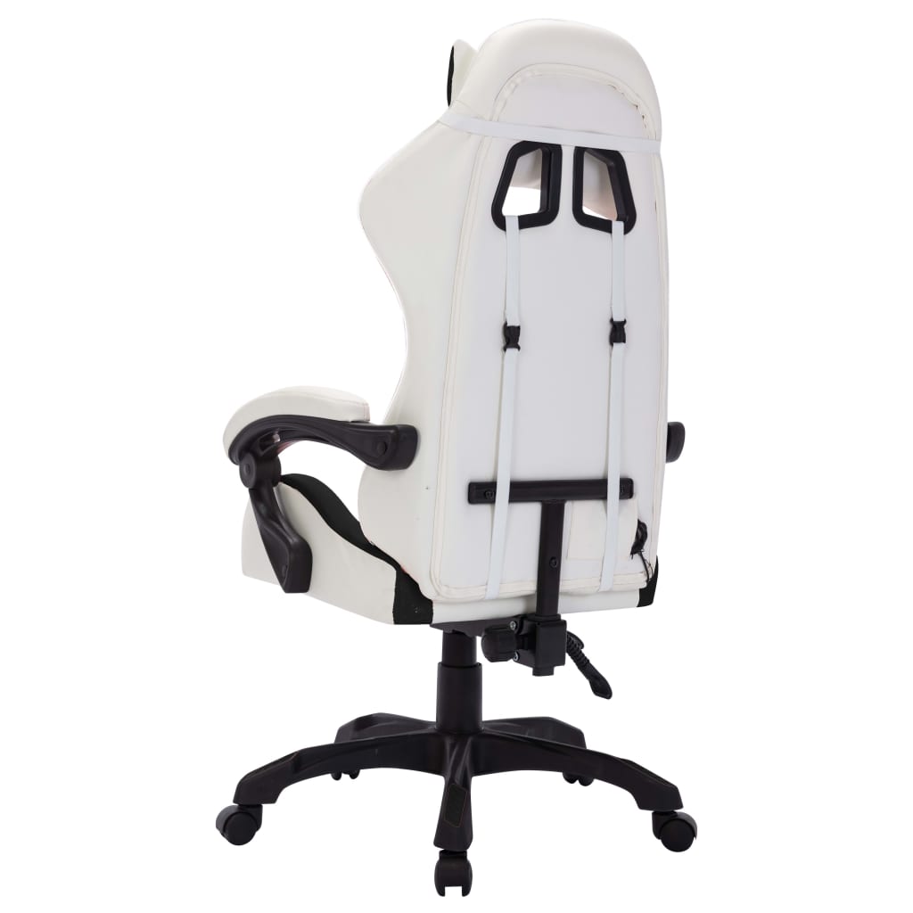 Racing seat with RGB LED lighting, artificial leather, white and black