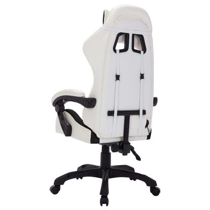 Racing seat with RGB LED lighting, artificial leather, white and black