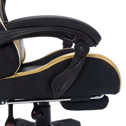 Racing seat with RGB LED lighting, artificial leather, gold and black