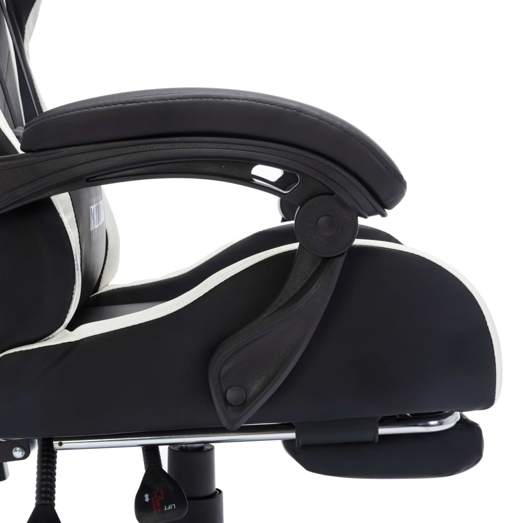 Racing seat with RGB LED lighting, artificial leather, white and black