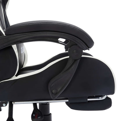 Racing seat with RGB LED lighting, artificial leather, white and black
