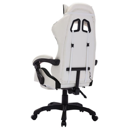 Racing chair with RGB LED lighting, artificial leather, black and white