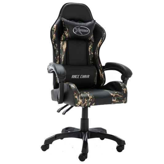 Racing seat artificial leather black and camouflage