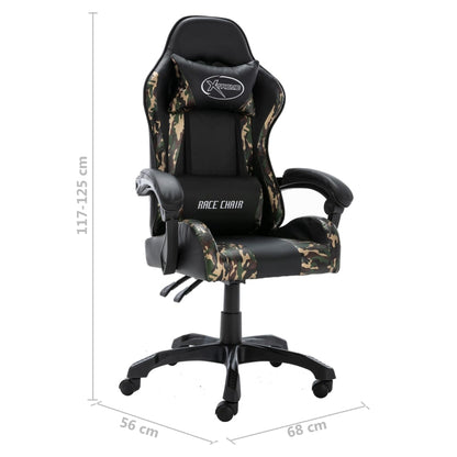 Racing seat artificial leather black and camouflage