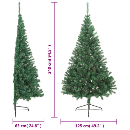 Kunstkerstboom met standaard half 240 cm PVC groen