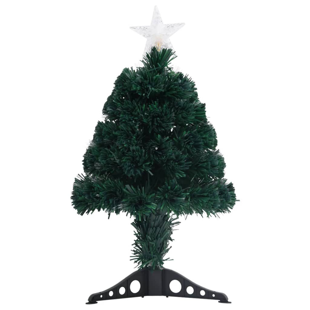 Voorverlichte kerstboom met standaard en LED 64 cm glasvezel