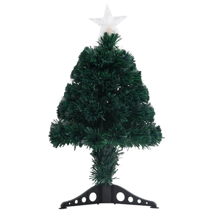 Voorverlichte kerstboom met standaard en LED 64 cm glasvezel