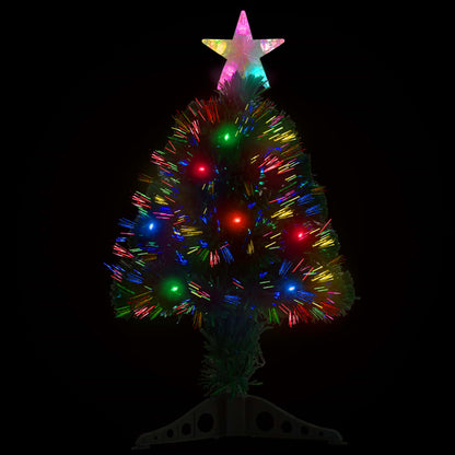 Voorverlichte kerstboom met standaard en LED 64 cm glasvezel