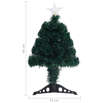 Voorverlichte kerstboom met standaard en LED 64 cm glasvezel