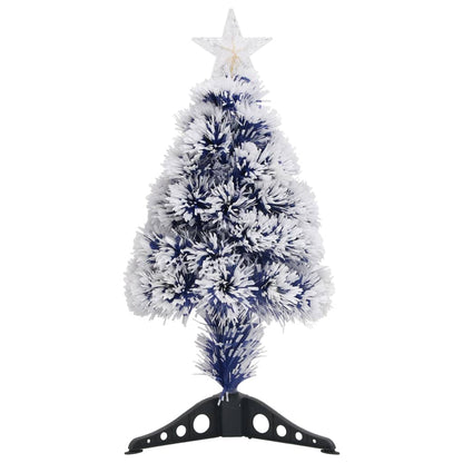 Kunstkerstboom met verlichting 64 cm glasvezel wit en blauw