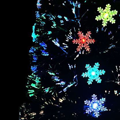 Kerstboom met LED-sneeuwvlokken 120 cm glasvezel zwart