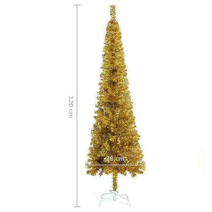 Kerstboom smal 120 cm goudkleurig