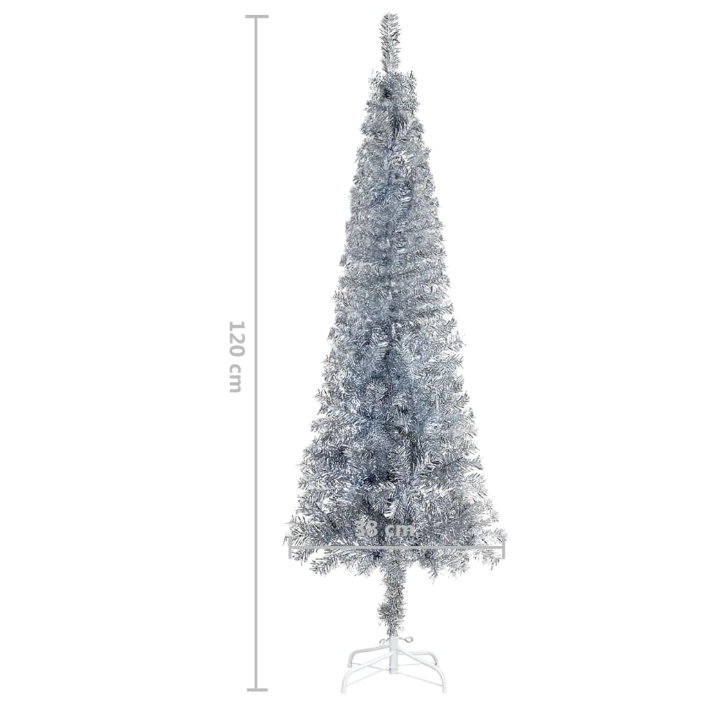 Kerstboom smal 120 cm zilverkleurig