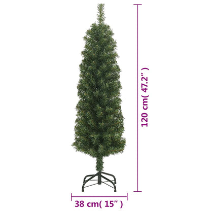 Kunstkerstboom met standaard smal 120 cm PVC groen