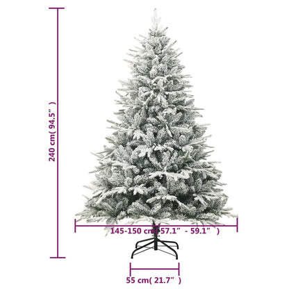 Kunstkerstboom met sneeuwvlokken 240 cm PVC en PE groen