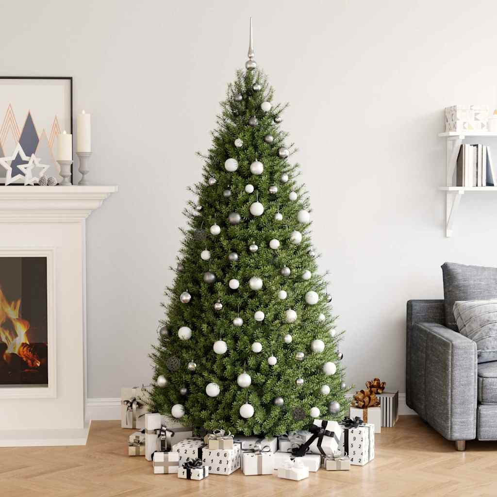 60-delige Kerstballenset met piek en 150 LED's wit en grijs