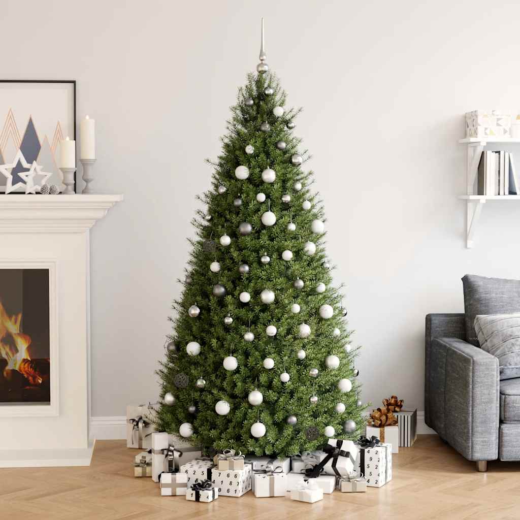 120-delige Kerstballenset met piek en 300 LED's wit en grijs