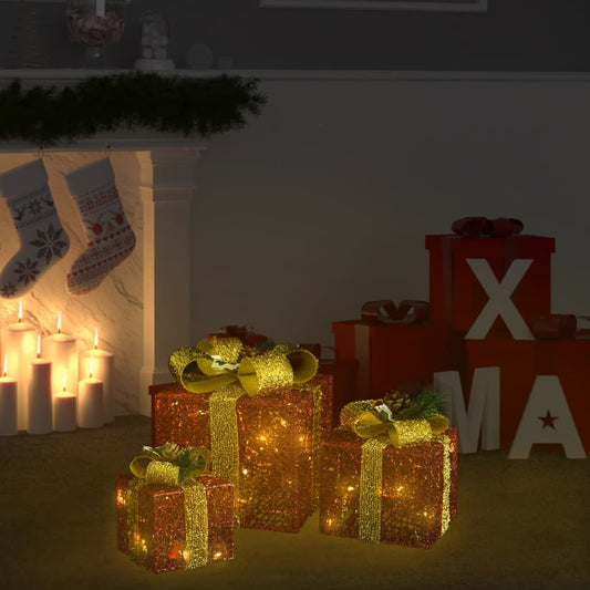Weihnachtsdeko Geschenkboxen 3er Set Indoor/Outdoor rot