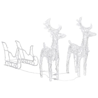 Christmas decoration reindeer and sleigh 160 LEDs 130 cm acrylic