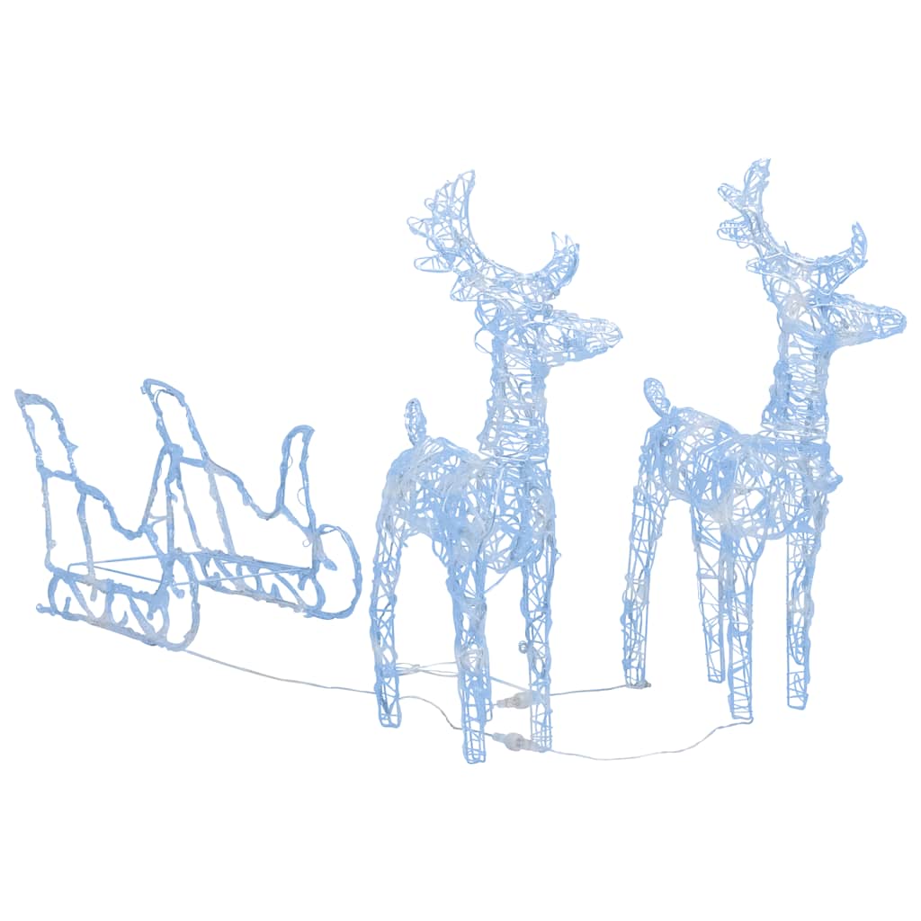 Christmas decoration reindeer and sleigh 160 LEDs 130 cm acrylic