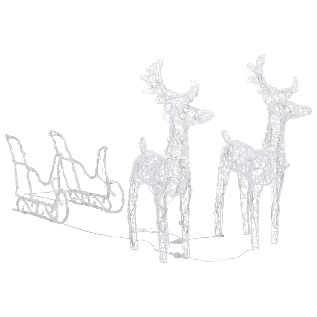 Christmas decoration reindeer and sleigh 160 LEDs 130 cm acrylic