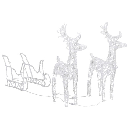 Christmas decoration reindeer and sleigh 160 LEDs 130 cm acrylic