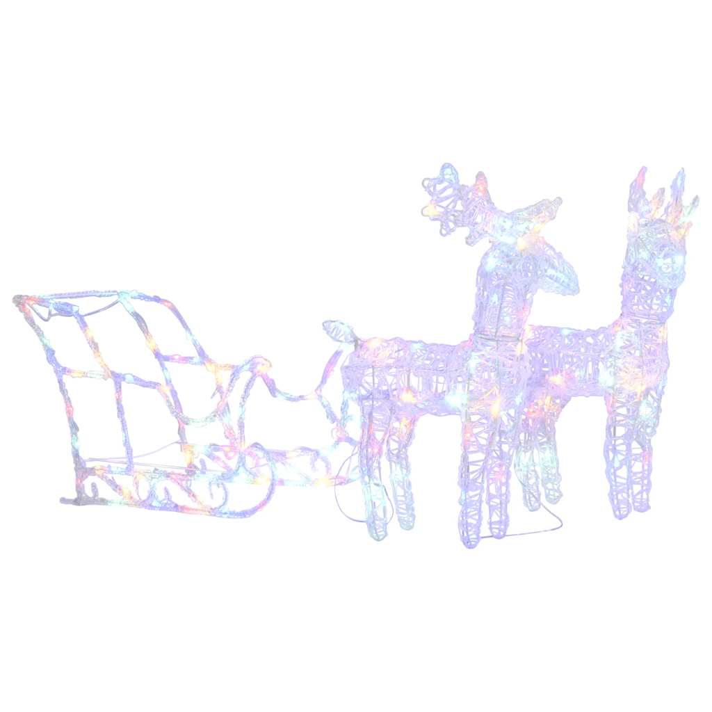 Christmas decoration reindeer and sleigh 160 LEDs 130 cm acrylic