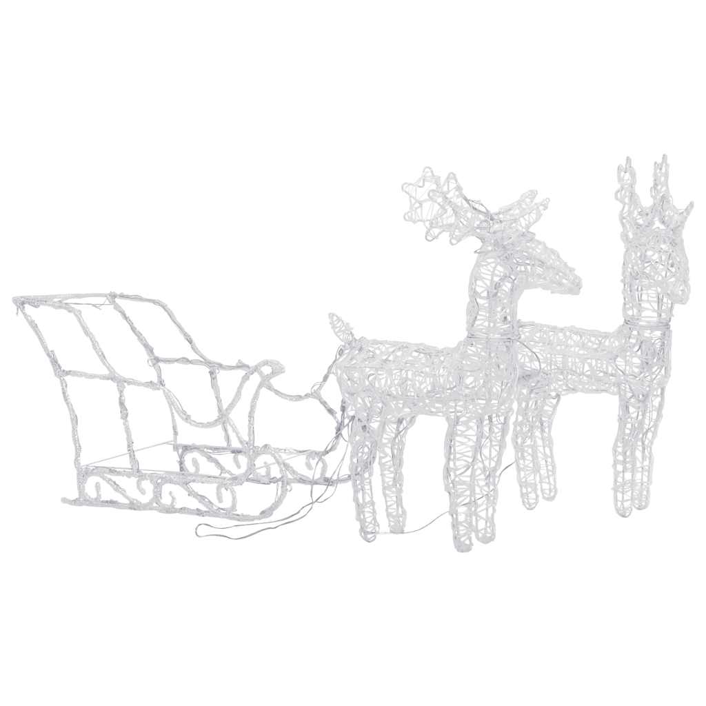 Christmas decoration reindeer and sleigh 160 LEDs 130 cm acrylic