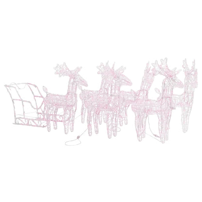 Christmas decoration reindeer and sleigh 280x28x55 cm acrylic