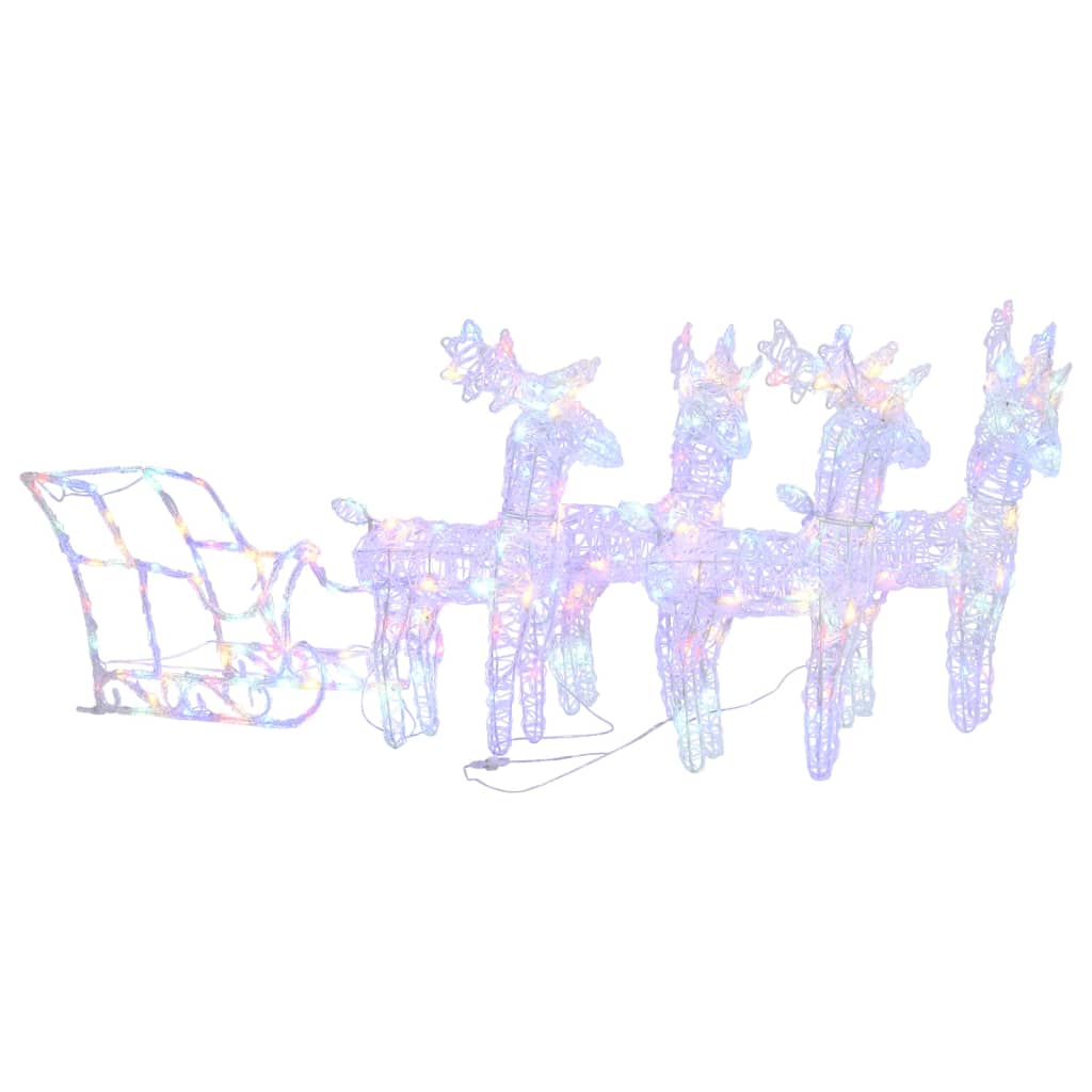 Christmas decoration reindeer and sleigh 280x28x55 cm acrylic