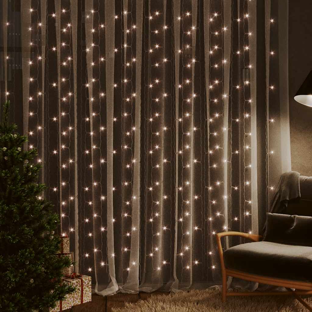 Light string curtain with 300 LEDs and 8 functions 3x3 m warm white