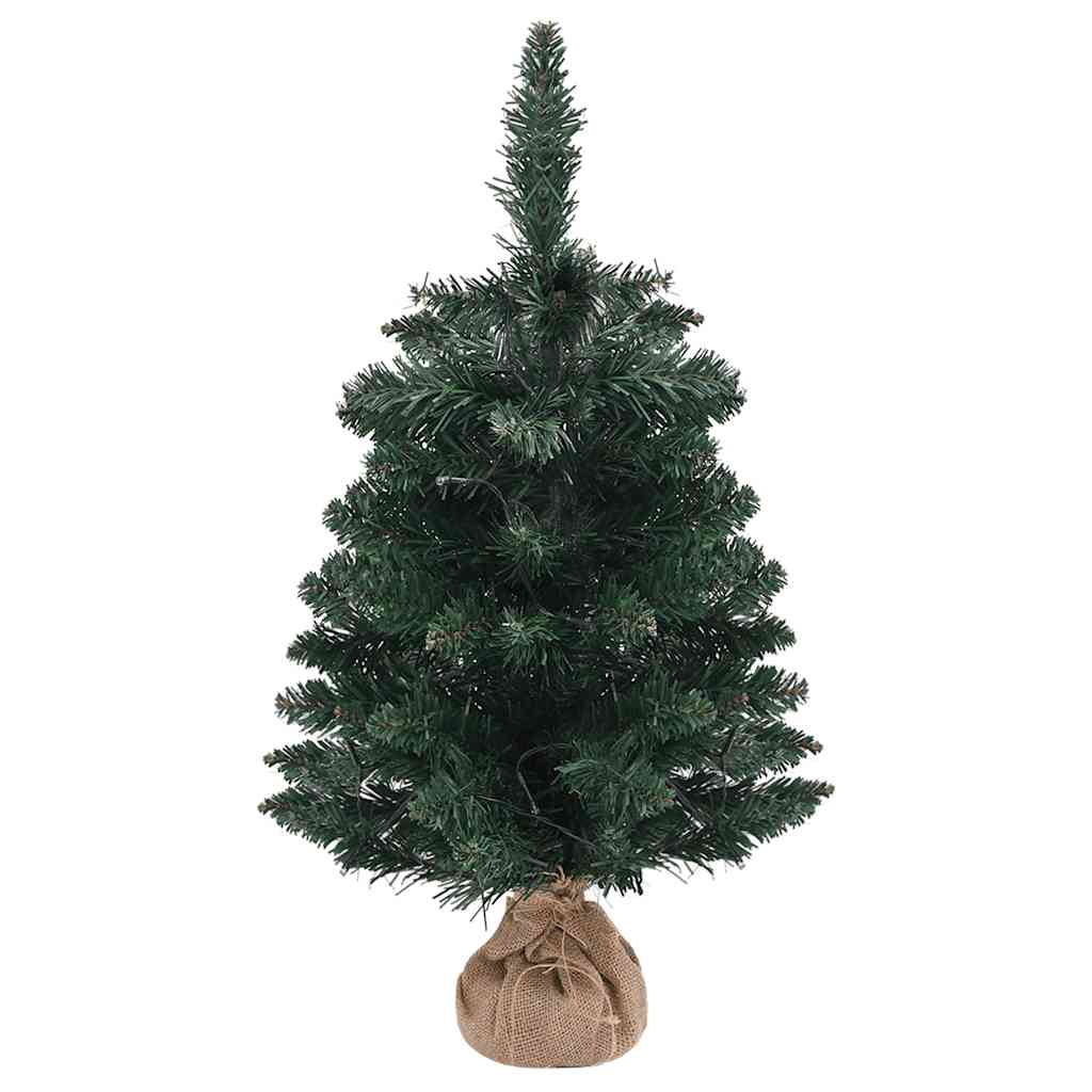 Kunstkerstboom met verlichting en standaard 60 cm PVC groen