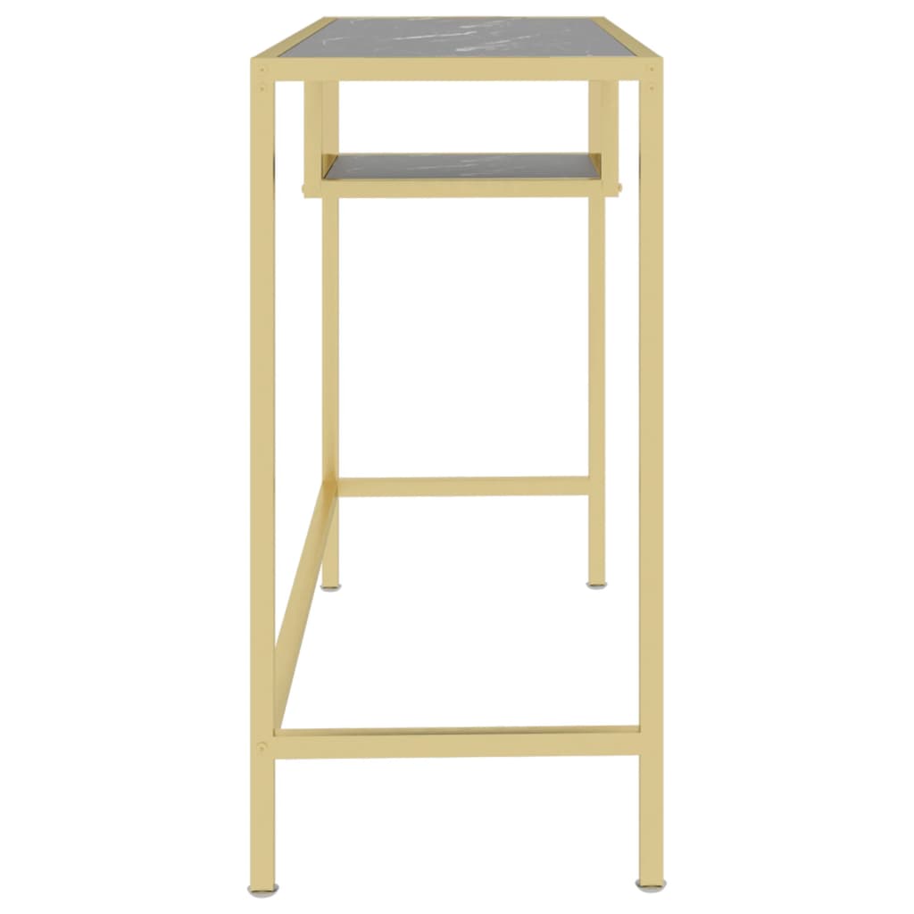 Computer desk 100x36x74 cm tempered glass black marble color