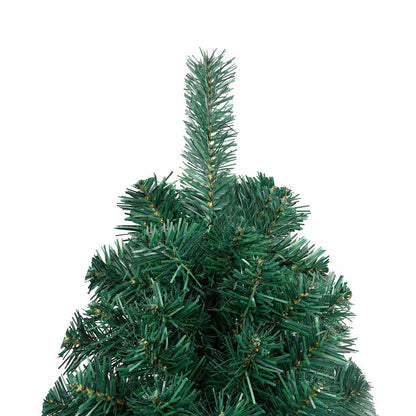 Kunstkerstboom met verlichting en kerstballen half 120 cm groen