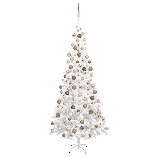 Kunstkerstboom met verlichting en kerstballen L 240 cm wit
