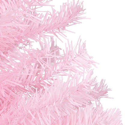 Kunstkerstboom met verlichting en kerstballen 120 cm PVC roze
