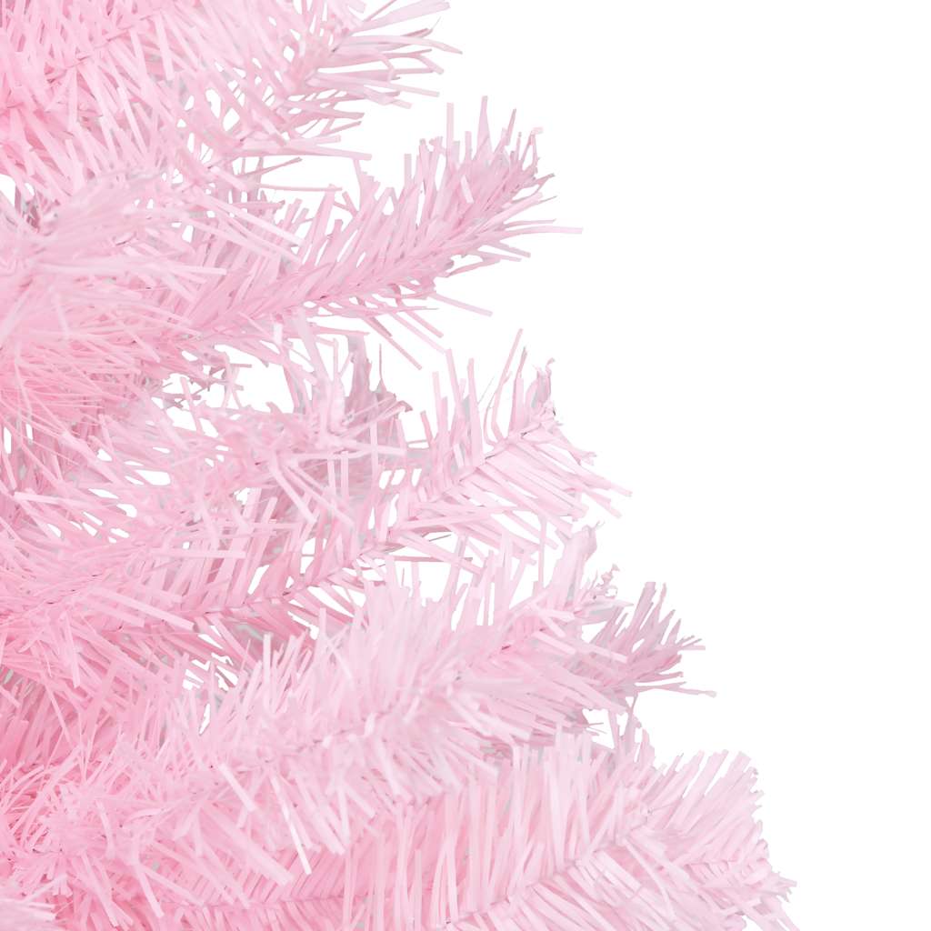 Kunstkerstboom met verlichting en kerstballen 150 cm PVC roze
