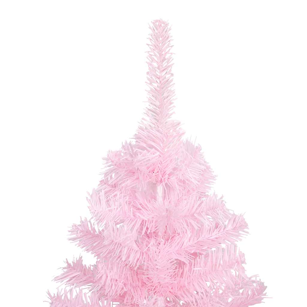 Kunstkerstboom met verlichting en kerstballen 180 cm PVC roze