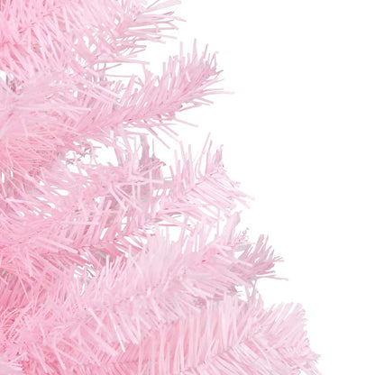 Kunstkerstboom met verlichting en kerstballen 180 cm PVC roze