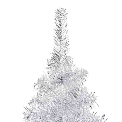 Kunstkerstboom met verlichting en kerstballen 150 cm PET zilver