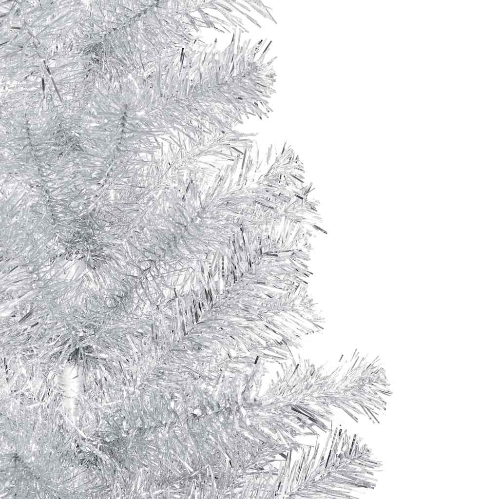 Kunstkerstboom met verlichting en kerstballen 150 cm PET zilver