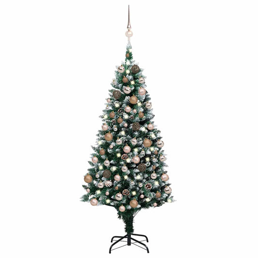 Kunstkerstboom met verlichting kerstballen dennenappels 180 cm