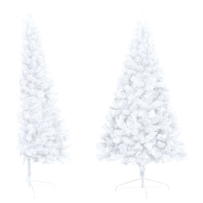 Artificial Christmas tree with lights and Christmas balls half 150 cm white